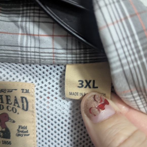 Red head Brand Co. Short Sleeve Shirt Sx 3X Collared Plaid Gray - Picture 3 of 10